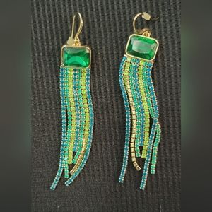 Green and gold earrings